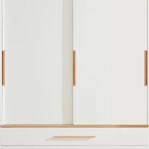 PAIDI Kleiderschrank »YOLANDA in Weiß mit Eiche-Dekor, 2 Schiebetüren und 2 Schubladen« inkl. Kleiderstangen und Einlegeböden, Massivholz-Griffe, Soft-Close Sonderaktion