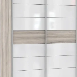 Expressversand FORTE Schwebetürenschrank »Rondino« mit weißen Hochglanz-Absetzungen