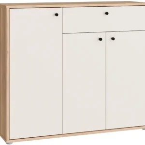 Wochenendangebot FORTE Schuhschrank Metallgriffe Schwarz B/H/T 113,4/98,3/34,9cm Soft Close, Vollauszug