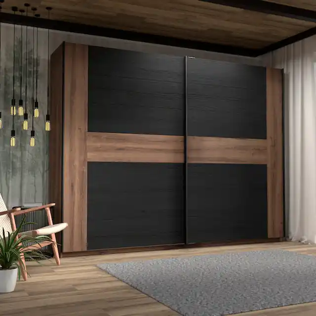 Neue Ware FORTE Schwebetürenschrank »Bellevue, viel Stauraum« mit schwarzen Metallgriffleisten, ca. 270x210cm,