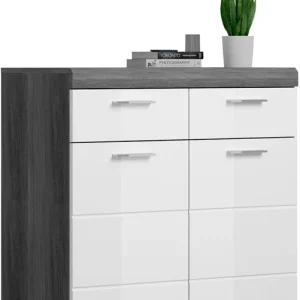 Home affaire Schuhschrank »SIENA, Breite 90 cm, 2 Türen , 2 Einlegeböden, 3 Fächer, 2 Schubkästen« hochwertige Rillenfräsung in MDF Front, 1 Stk. tlg. Schuhkommode, Kommode, Anrichte, Sideboard Preiswert