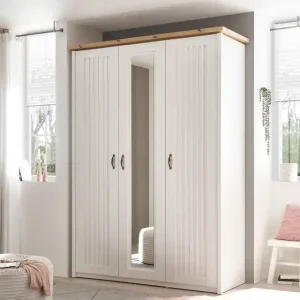 Schlafkontor Drehtürenschrank »Trient« im Landhaustil, Schlafzimmerschrank mit Spiegel Neue Kollektion