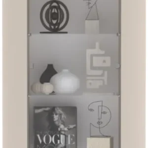 OTTO home Vitrine »Lido, Standvitrine 200 cm hoch, 1 Tür, Glasvitrine, Vitrinenschrank« Gebogenes MDF, Stirnseiten mit Rundung, Metallfüße, dekorativ & edel Echt