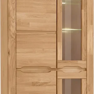 Solange Der Vorrat Reicht OTTO home Vitrine »DENIS70, Wohnzimmer, viel Stauraum, verstellbaren Einlegeböden, geölt« B/T/H:90/40/190cm, Front Eiche massivholz,geölt, 10 Fächer, Grifflos