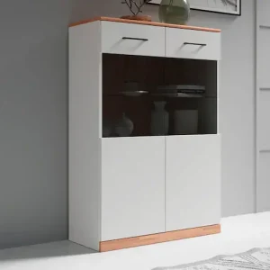 OTTO home Vitrine »Ribe, 125 cm hoch, Fronten Massivholz, 4 breite Fächer« Korpus Holzwerkstoff, 2Türen mit Glaseinsatz, einlegeboden verstellbar Top-Seller
