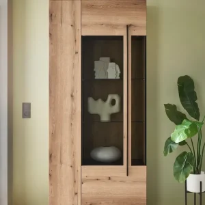 Echt Home affaire Vitrine »Cantara, Vitrinenschrank in Eiche Evoke oder weiß, Standvitrine« schwarzer Stangengriff, ausreichend Stauraum, vielseitig einsetzbar