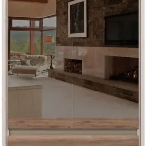 Neue Kollektion OTTO home Kleiderschrank »Invictus, UV lackiert, FSC-zertifiziert, grifflose Optik« abgerundete Schubladen aus MDF im Holzdekor, soft-close,mit Beleuchtung, Türen komplett verspiegelt, hoher Schrank (226cm)