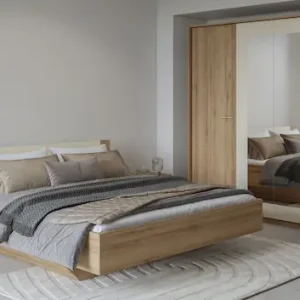 Home affaire Schlafzimmer-Set »Bitry,Set 4-St(Bett 180 cm, 2xNako, Drehtürenschrank)« Komplettschlafzimmer, viel Stauraum, fühlbare Struktur, Holzoptik Meistverkauft