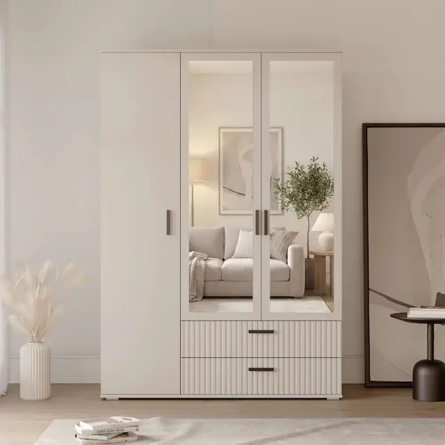 OTTO home Kleiderschrank »KOLLINE, modern mit viel Stauraum & geriffelter Struktur« H/B/T ca. 190/135/52cm,Robuste Qualität, clevere Innenaufteilung & europäische Herstellung Kostenloser Versand