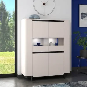 FORTE Vitrine »Vodol« Highboard, Glatüren, abgerundete Kanten Expressversand