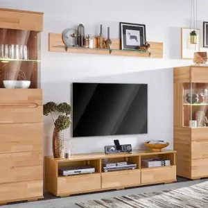 Saisonangebot OTTO home Wohnwand »Vetro,Fronten Massivholz,Korpus Holzwekstoff,Griffmulden« Set, 4 Stk. tlg.