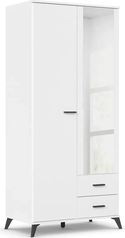 Solange Der Vorrat Reicht rauch Drehtürenschrank »Lucena« mit schräg ausgestellten Füßen im Monochrom-Stil, mit Spiegel