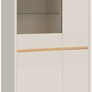Preisknaller FORTE Vitrine »Oak Squere« Highboard, Beleuchtung, SoftClose