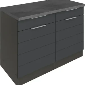 KOCHSTATION Unterschrank »KS-Luhe« 120 cm breit, für viel Stauraum, MDF-Fronten mit waagerechter Lisene Direkt Vom Hersteller