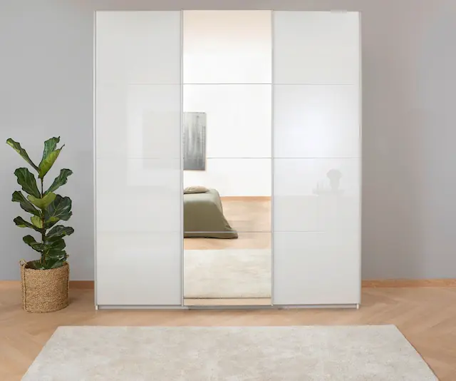 Bestpreis rauch Schwebetürenschrank »Kleiderschrank Schrank Garderobe KOLUNA Hochglanz-Front und Spiegel« hochwertige Hochglanz-Front, vollflächig aufgelegte Spiegelelemente,Hochglanzfront mit Spiegel, inkl. 2 Innenschubladen sowie extra Böden