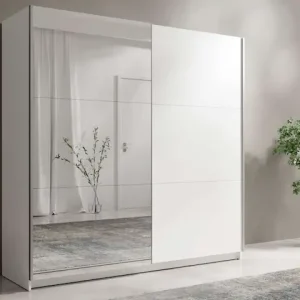 Home affaire Schwebetürenschrank »Kleiderschrank Fresno mit 5 Einlegeböden, Spiegel und Kleiderstange« Garderobe mit 2 Schwebetüren, B/H/T 150/207/62 cm Bestpreis