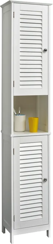 Saphir Hochschrank »Quickset 928 Badschrank 32 cm breit, 2 Türen, Nische, 3 Einlegeböden« Badezimmer-Hochschrank, Weiß mit Knopfgriffen, Landhaus-Stil Kracherpreis