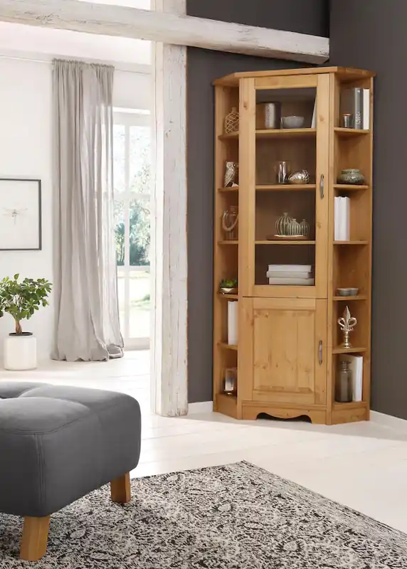 Mega-Angebot OTTO home Eckvitrine »Trinidad« Höhe 188 cm, FSC® zertifiziertes Massivholz