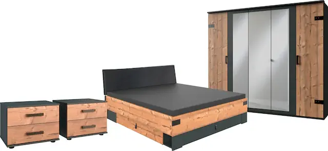 Echt Wimex Schlafzimmer-Set »Stockholm, rustikaler Look im Industrial Design« Set,6-teilig
