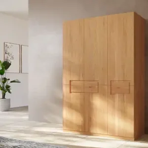 Markenware Home affaire Kleiderschrank »Léopoldine aus Kernbuche, erhältlich in verschiedenen Breiten« Massivholz-Kleiderschrank, im 50 cm Raster planbar