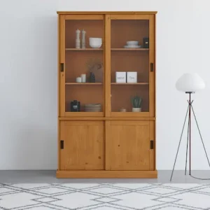 OTTO home Vitrine »Schröder« mit 2+2 Schiebetüren, aus massivem Kiefernholz, Breite 114 cm Preisknaller