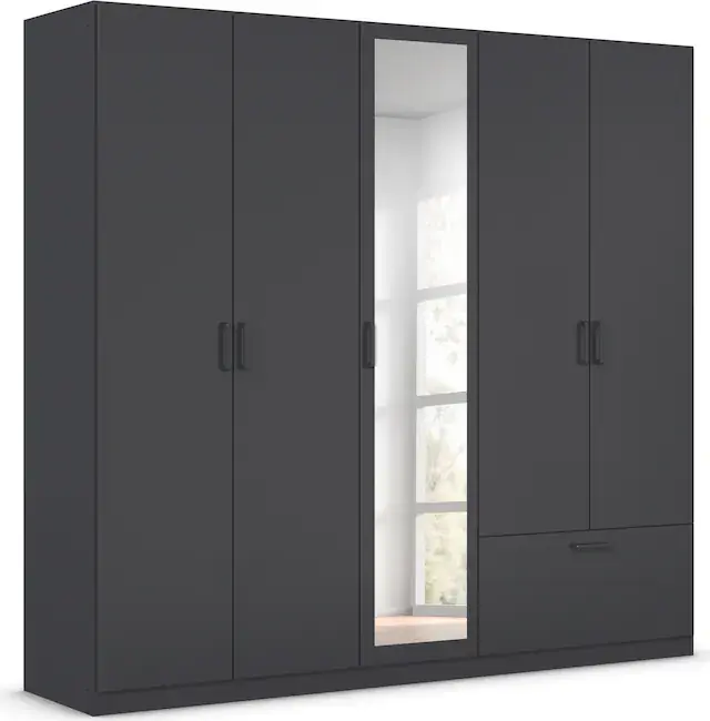 rauch Drehtürenschrank »Kleiderschrank Schrank Garderobe Wäscheschrank BARI mit Spiegel« mit Schubasten außen, moderner Griff in Graumetallic MADE IN GERMANY Top-Angebot