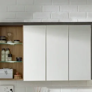 welltime Spiegelschrank »Bilbao« Badezimmerschrank mit 2 Glasböden und 9 Fächern - (B/T/H) 123/18/71 cm Markenware