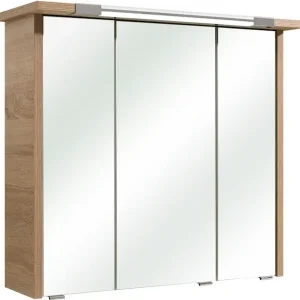 Saphir Spiegelschrank »Quickset 382 Badschrank, 3 Spiegeltüren, 6 Einlegeböden, 75 cm breit« inkl. LED-Beleuchtung, Türdämpfer, Schalter-/Steckdosenkombination Mega-Angebot