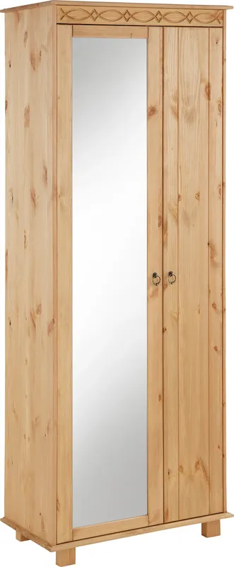 Expressversand OTTO home Garderobenschrank »Indra« aus massiver Kiefer, mit Spiegel, dezentes Ornament