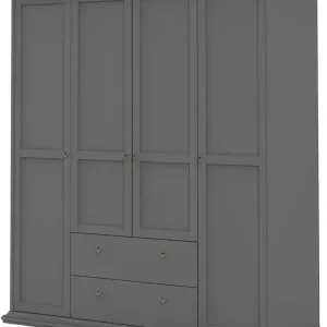 Home affaire Kleiderschrank »Paris, Aufbewahrung Kasten Schrank Stauraum, mit Griffen, Landhausstil« mit 4 Türen, 11 Facher, Kleiderstange, 2 Schubladen, Breite 181 cm Knallerangebot