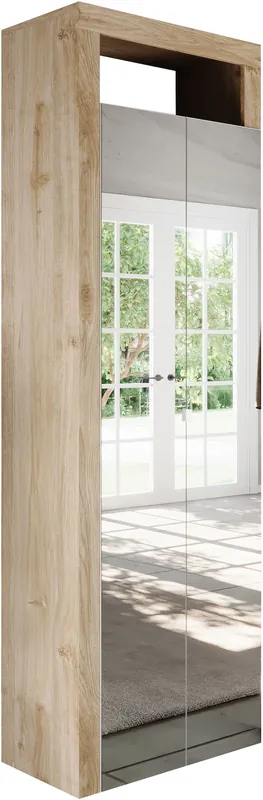 Home affaire Schuhschrank »Hamburg Höhe 195 cm, Hochschrank, 2 Spiegeltüren, dekorativer Rahmen,« Schuhregal mit 6 Ebenen, Ablagefach, verstellbare Böden, Metallgriff Sonderaktion