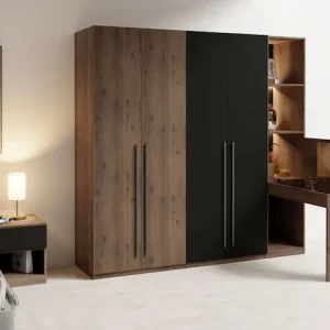 Home affaire Kleiderschrank »RIMINI Drehtürenschrank mit Soft-Close-Funktion, B/T/H: 180/60/220 cm« Garderobe mit 4 Drehtüren und schwarzem Griffen, viel Stauraum Sonderangebot