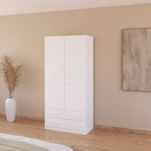 Jetzt Bestellen rauch Drehtürenschrank »Prandon A« mit 2 Schubladen und Metallgriffen in Weiß