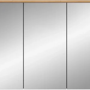 welltime Spiegelschrank »REHAT, Breite 80 cm, 3 Spiegeltüren, 6 Einlegeböden« Türanschlag der mittleren Tür wechselbar, Grifflose Spiegelfront Abverkauf