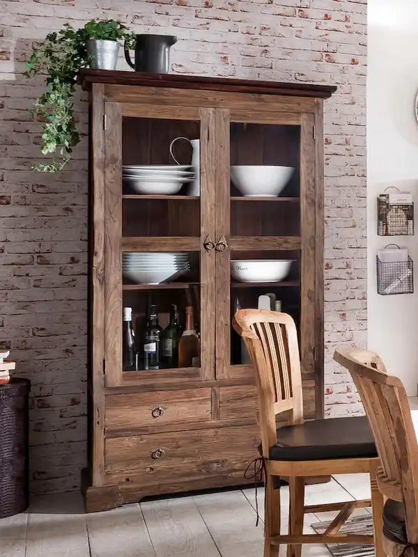 Wochenendangebot SIT Vitrine »Seadrift« aus recyceltem Altholz Teak, Shabby Chic, Vintage