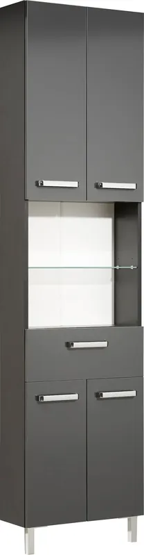Saphir Hochschrank »Quickset Badschrank 50 cm breit, 4 Türen, 2 Nischen, 1 Schublade« Badezimmer-Hochschrank inkl. Türdämpfer, Griffe in Chrom glänzend Echt