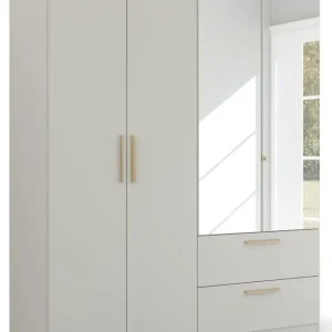 rauch Kleiderschrank »Skandi by Quadra Spin Schlafzimmerschrank« im Landhaus-Stil mit Massivholzgriffen, mit Schubladen und Spiegel Geprüft