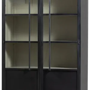 WOOOD Vitrine »Exhibit Glasvitrine aus Metall, B/T/H: 99/44/170 cm« Die Vitrine Exhibit aus mattem Metall hat 5 stabile Einlegeböden. Preis Gesenkt