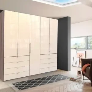 WIEMANN Falttürenschrank »Loft, Kleiderschrank, Schrank, Wäscheschrank, mit Glasfront« 3 Breiten, 2 Höhen 216/236 cm auswählbar, MADE IN GERMANY,inkl. gepämpften Schubkästen und Türen, mit Panoramaöffnung Online Kaufen