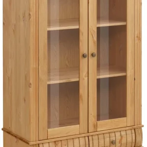 Markenprodukt OTTO home Vitrine »Teresa Highboard mit Glastüren« Maße (B/T/H): ca. 84/40/120 cm,mit 2 Glastüren und 2 Schubladen, Höhe 120 cm, aus Massivholz