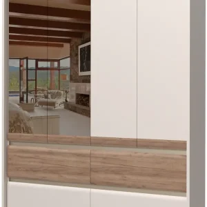 OTTO home Kleiderschrank »Invictus, UV lackiert, FSC-zertifiziert, grifflose Optik« abgerundete Schubladen aus MDF im Holzdekor, soft-close,mit Beleuchtung und Spiegel, in 4 Breiten, hoher Schrank (226cm) Bestpreis