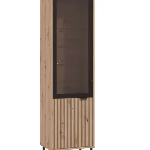 Rabatt Home affaire Vitrine »Mayenne Vitrinenschrank, Standvitrine, Showcase, B/H: 54,5/195 cm« Holztür mit Rillen-Optik, Glastür, Modernes Design