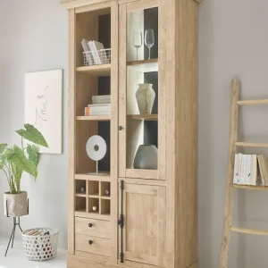 Neue Ware Home affaire Vitrine »Cornwall, Hochschrank im Landhausstil, Glasvitrine, Eiche Dekor« 1 Stk. tlg. Metallgriffe, 105 cm breit, viel Stauraum, in zwei Größen verfügbar
