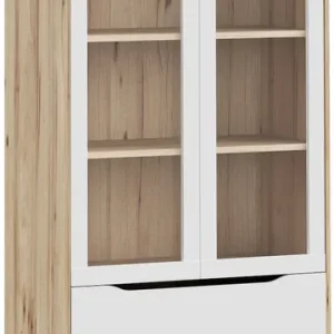 Rabatt FORTE Vitrine »Vankka Stauraumvitrine« B/H/T 84,7/201,5/41,7 cm,2 Glastüre, Grifflos, zeitloses Design, 2 Schubkästen