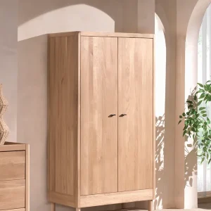 Home affaire Kleiderschrank »Forrest mit 2 Drehtüren (Soft-Close), Made in Europe, zeitloses Design« B/H/T ca: 100x190x55 cm, Eiche massiv natur geölt,praktische Facheinteilung, viel Stauraum, hochwertige Verarbeitung Nur Für Kurze Zeit
