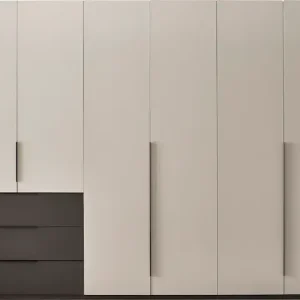 Zertifiziert Schlafkontor Drehtürenschrank »Nuka 3m Kleiderschrank, Schrank mit 3 Schubkästen« mit farblicher Graphitabsetzung und Soft-Close-Funktion