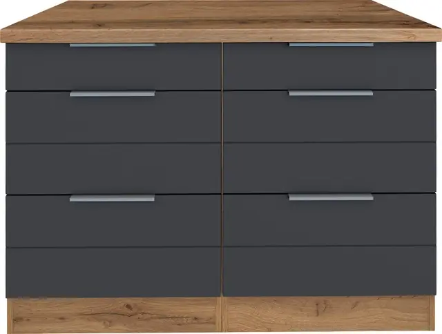 KOCHSTATION Unterschrank »KS-Luhe« 120 cm breit, für viel Stauraum, MDF-Fronten mit waagerechter Lisene Kostenfreie Lieferung