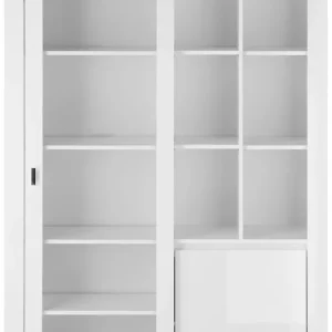Top-Angebot Home affaire Vitrine »Daytona, moderner Hochschrank, Glasvitrine in Weiß Hochglanz« mit Schiebetürenbeschlag in Chrom-Optik, ausreichend Stauraum