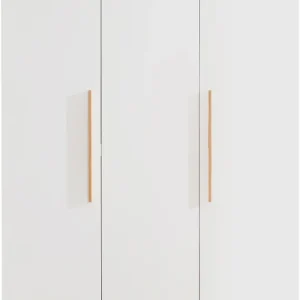 Nur Heute PAIDI Kleiderschrank »YOLANDA in Weiß mit Eiche-Dekor, 3 Türen mit Soft-Close« inkl. Kleiderstangen und Einlegeböden, Massivholz-Griffe