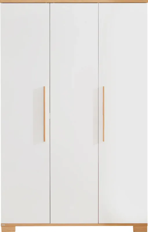 Nur Heute PAIDI Kleiderschrank »YOLANDA in Weiß mit Eiche-Dekor, 3 Türen mit Soft-Close« inkl. Kleiderstangen und Einlegeböden, Massivholz-Griffe
